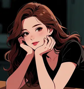 AI画像 頬杖をつく女性