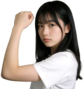 AI画像 ガッツポーズのアジア人女性