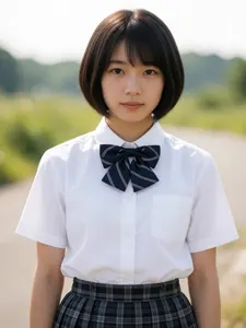 AI画像 ショートボブの女子学生