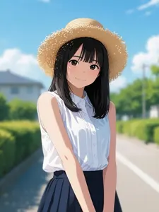 AI画像 麦わら帽子を被った少女