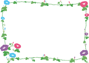 フリーイラスト あさがおの花と蔓のフレーム
