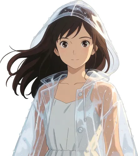 フリーAI画像, CC0 AI画像, イラスト（AI画像）, 人物（AI画像）, 少女（AI画像）, 合羽（カッパ）, レインコート