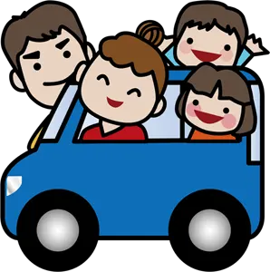 フリーイラスト 家族が乗る車