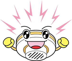 フリーイラスト 火事を知らせる火災報知機のキャラクター