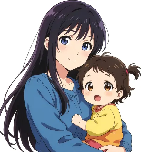 フリーAI画像, CC0 AI画像, イラスト（AI画像）, 人物（AI画像）, 家族（AI画像）, 親子, 母親（お母さん）, 赤ちゃん, 二人