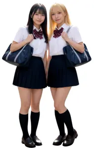 AI画像 黒髪と金髪の女子高生