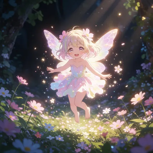 フリーAI画像, CC0 AI画像, イラスト（AI画像）, 精霊, 妖精, フェアリー, 花畑