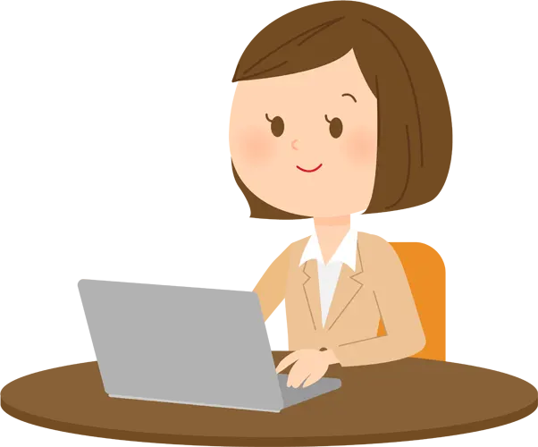 フリーイラスト, CC0 イラスト, ベクター, AI, 人物（イラスト）, 女性（イラスト）, 女性社員（65）, 仕事, 職業, ビジネス, ビジネスウーマン, オフィスレディ（OL）, レディーススーツ, パソコン, ノートパソコン