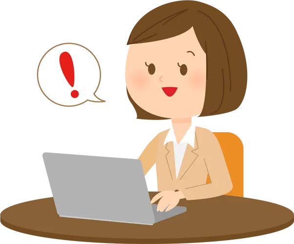 フリーイラスト, CC0 イラスト, ベクター, AI, 人物（イラスト）, 女性（イラスト）, 女性社員（65）, 仕事, 職業, ビジネス, ビジネスウーマン, オフィスレディ（OL）, レディーススーツ, パソコン, ノートパソコン, 気付く