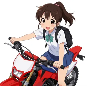 AI画像 モトクロスに乗る女子学生