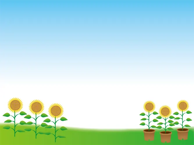 フリーイラスト, CC0 イラスト, ベクター, AI, 風景（イラスト）, 植物（イラスト）, 花（イラスト）, 向日葵（ヒマワリ）, 夏（イラスト）