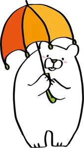 フリーイラスト 傘を差すシロクマ