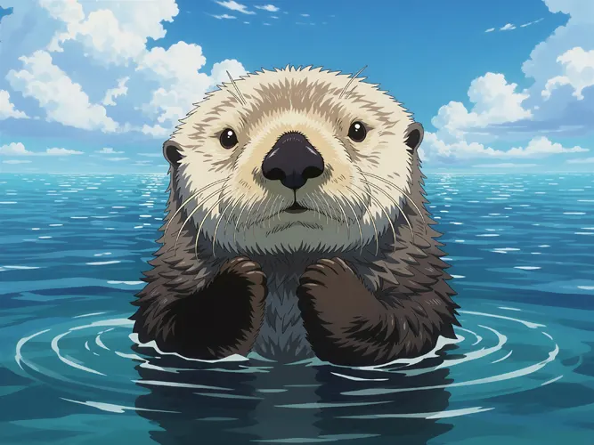 フリーAI画像, CC0 AI画像, イラスト（AI画像）, 動物（AI画像）, 哺乳類, ラッコ