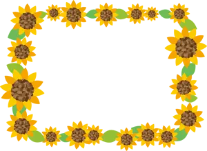 フリーイラスト ひまわりの花のフレーム