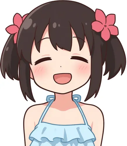 フリーAI画像, CC0 AI画像, イラスト（AI画像）, 人物（AI画像）, 子供（AI画像）, 女の子, 水着姿, 笑顔（笑う）