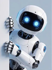 AI画像 物陰から覗くロボット