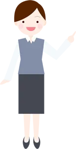 フリーイラスト 指差す女性会社員の全身姿