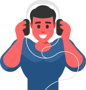 フリーイラスト ヘッドフォンをかける男性