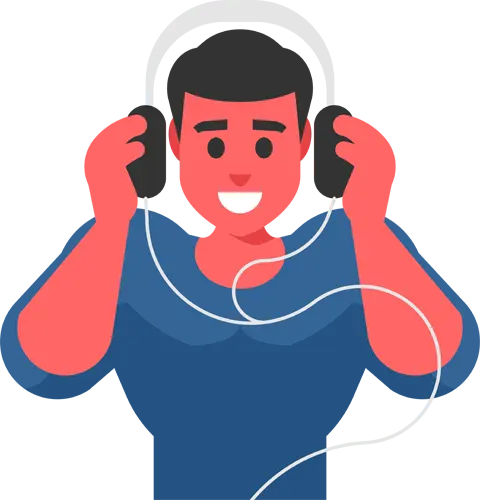 フリーイラスト, CC0 イラスト, ベクター, AI, 人物（イラスト）, 男性（イラスト）, 音楽（イラスト）, ヘッドホン（ヘッドフォン）, 音響機器