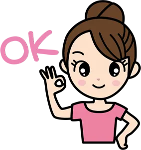 フリーイラスト 腰に手を当ててOKサインを出す女性