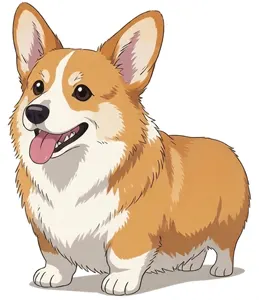 AI画像 斜めを向いたコーギー犬