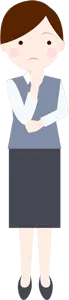 フリーイラスト 考える女性会社員の全身姿