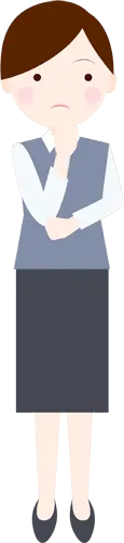 フリーイラスト, CC0 イラスト, ベクター, AI, 人物（イラスト）, 女性（イラスト）, ビジネス, 仕事, 職業, オフィスレディ（OL）, 事務服, 全身（イラスト）, 考える, 悩む