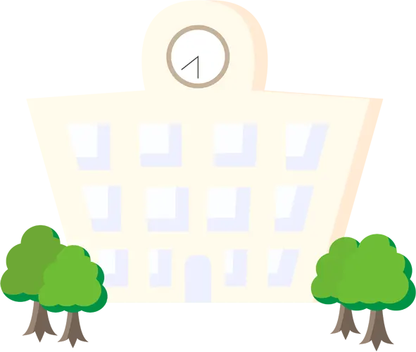 フリーイラスト, CC0 イラスト, ベクター, AI, 建築物（建物）, 学校, 校舎, 樹木