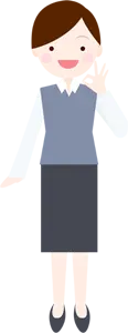 フリーイラスト OKサインの女性会社員の全身姿