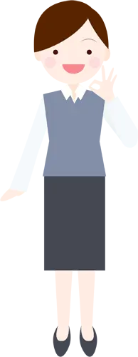 フリーイラスト, CC0 イラスト, ベクター, AI, 人物（イラスト）, 女性（イラスト）, ビジネス, 仕事, 職業, オフィスレディ（OL）, 事務服, 全身（イラスト）, OKサイン