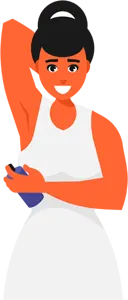 フリーイラスト 制汗スプレーを脇にかける女性