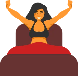 フリーイラスト 起床する女性