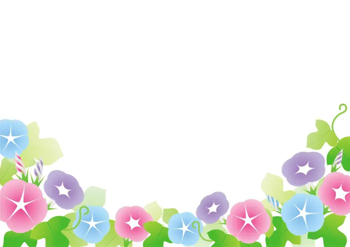フリーイラスト, CC0 イラスト, 背景（イラスト）, 植物（イラスト）, 花（イラスト）, 朝顔（アサガオ）, 夏（イラスト）