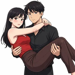 AI画像 彼女をお姫様抱っこする彼氏