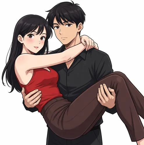フリーAI画像, CC0 AI画像, イラスト（AI画像）, 人物（AI画像）, カップル（AI画像）, 恋人, お姫様抱っこ, 二人