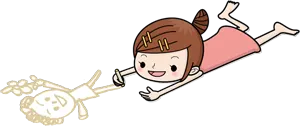 フリーイラスト 床に落書きする女の子