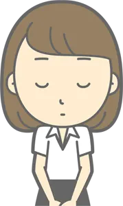 フリーイラスト お辞儀するブラウス姿の女性会社員