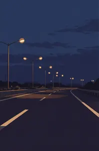 AI画像 夜の高速道路
