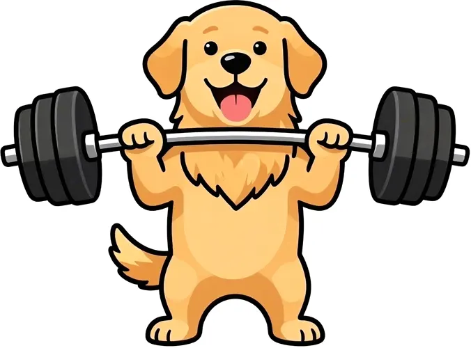 フリーAI画像, CC0 AI画像, イラスト（AI画像）, 動物（AI画像）, 哺乳類, 犬（イヌ）, 立つ（動物）, 重量挙げ, ウエイトリフティング, バーベル