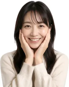 AI画像 両手を頬にあてるアジア人女性