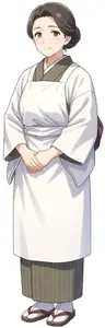 AI画像 割烹着姿のおばさん