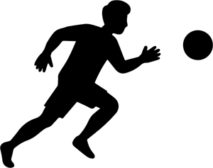 フリーイラスト サッカー選手とサッカーボールのシルエット
