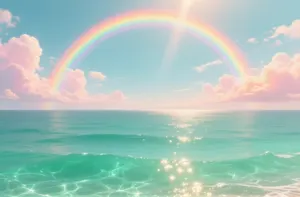 AI画像 虹が架かる夏の海