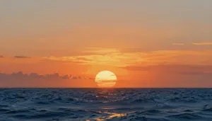 AI画像 沈む夕日と海