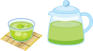 フリーイラスト アイス緑茶