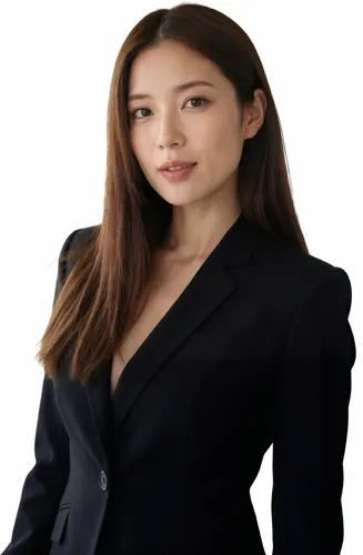 フリーAI画像, CC0 AI画像, 写真（AI画像）, 人物（AI画像）, 女性（AI画像）, アジア人女性, 若い女性, ポートレイト, ビジネス, 仕事, 職業, ビジネスウーマン, オフィスレディ（OL）, レディースーツ, 白背景
