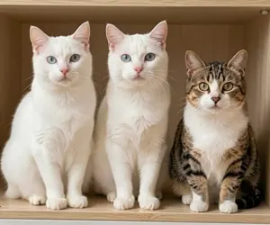 AI画像 棚に入った3匹の猫