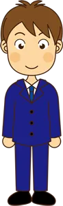 フリーイラスト 青いスーツを着た若い男性会社員