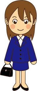 フリーイラスト 青いスーツを着た若い女性会社員
