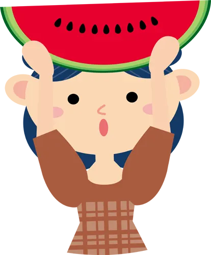 フリーイラスト, CC0 イラスト, ベクター, EPS, 人物（イラスト）, 女性（イラスト）, 食べ物（イラスト）, 果物（フルーツ）, 西瓜（スイカ）, 夏（イラスト）